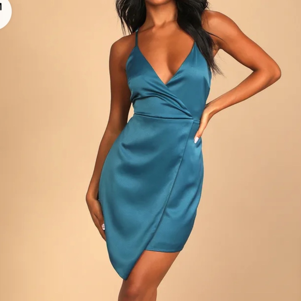 Lulu’s Satin Asymmetrical Mini Dress size M